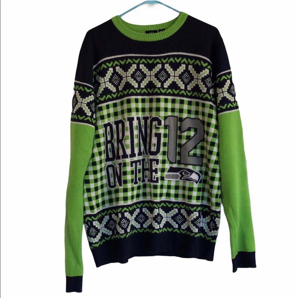 NFL Seattle Seahawks bring on the 12 “ugly” Christmas sweater men’s size‎ XL